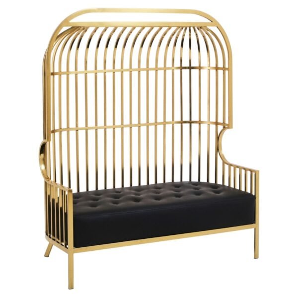 Liziere Two Seat Dome Cage Gold Finish Sofa - Image 2