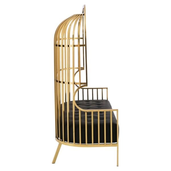 Liziere Two Seat Dome Cage Gold Finish Sofa - Image 3