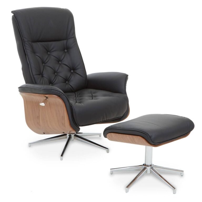 Loftie Black Leather Effect Recliner And Footstool