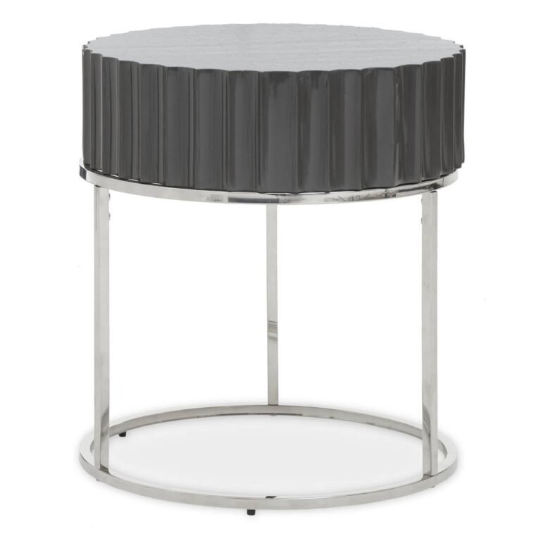 Lenoa Grey Finish Round End Table