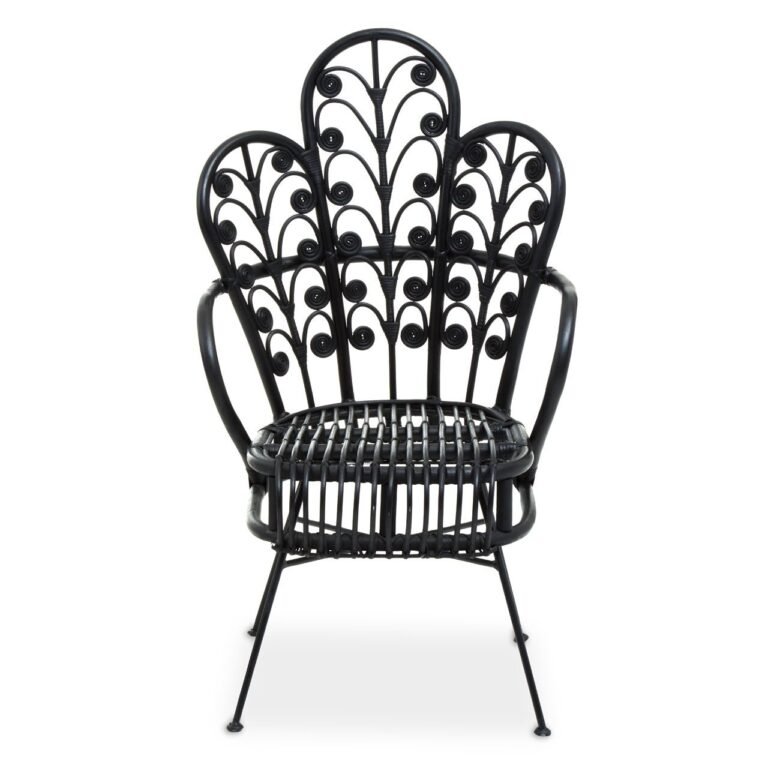 Eversley Black Rattan Scalloped Back Chair