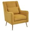 Oucit Yellow Velvet Chair With Gold Finish Legs - Image 2