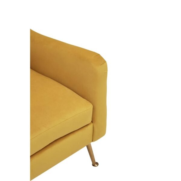 Oucit Yellow Velvet Chair With Gold Finish Legs - Image 5