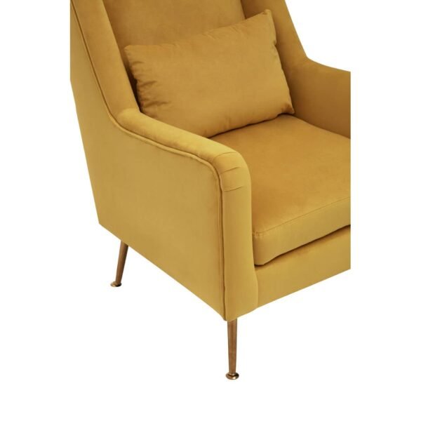 Oucit Yellow Velvet Chair With Gold Finish Legs - Image 7