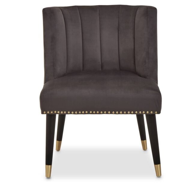 Oucit Stone Grey Velvet Chair With Black Legs