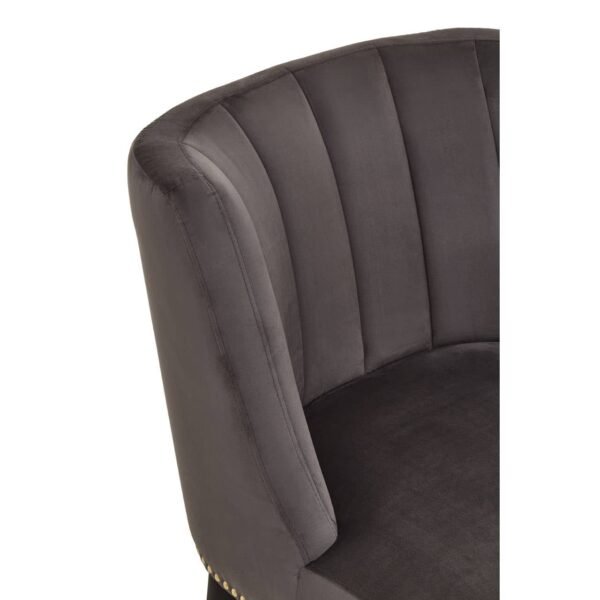 Oucit Stone Grey Velvet Chair With Black Legs - Image 7