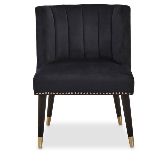 Oucit Black Velvet Chair With Black Legs