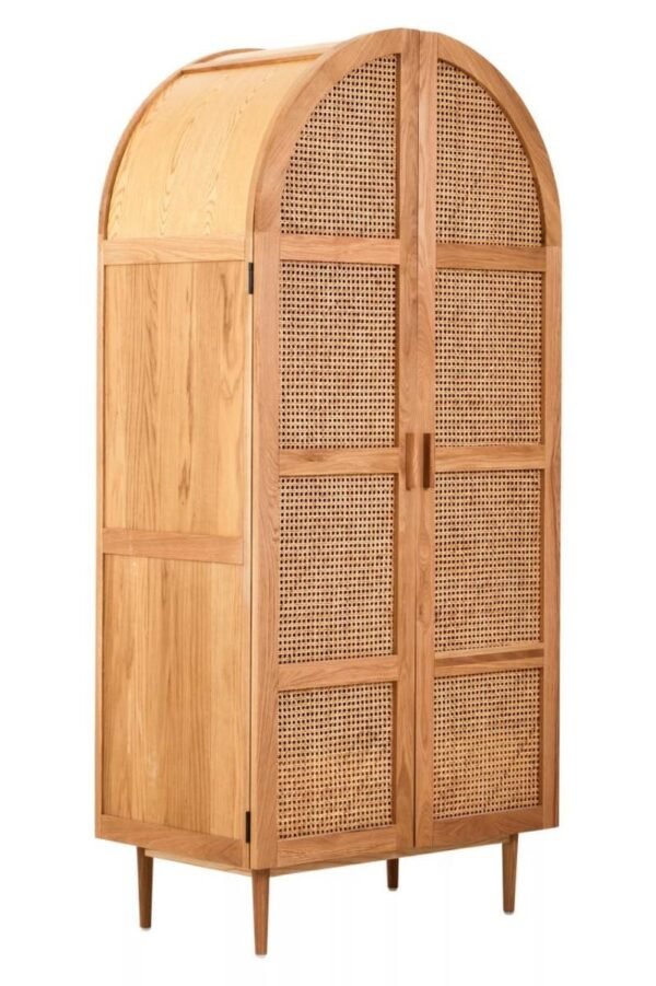 Hather 2 Door Natural Rattan And Oak Cabinet - Image 4