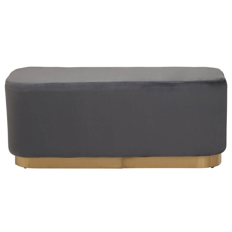 Blenheim Rectangular Grey Stool With Matte Gold Base