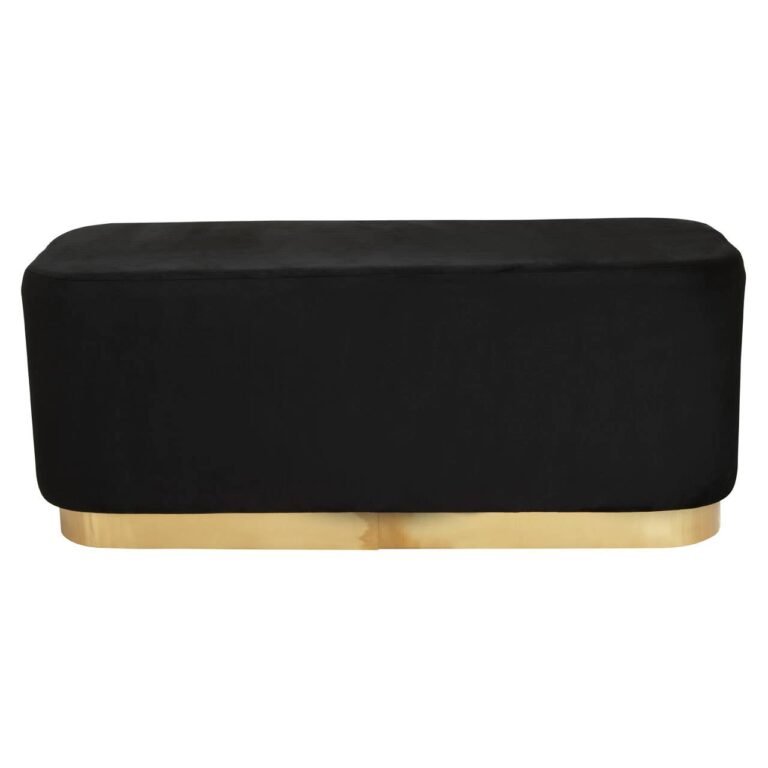 Blenheim Rectangular Black Stool With Matte Gold Base