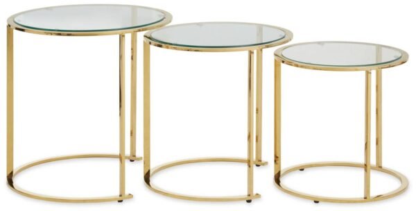 Alia Set Of 3 Gold Brushed Nesting Tables
