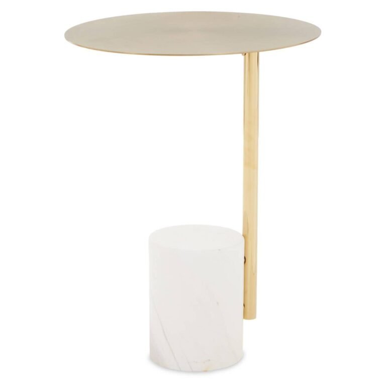 Lynwood Gold Side Table With White Marble Base