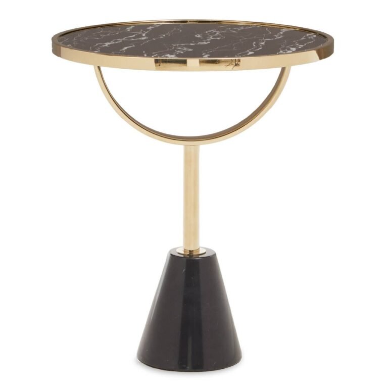 Lynwood Black Glass Black Marble Base Side Table