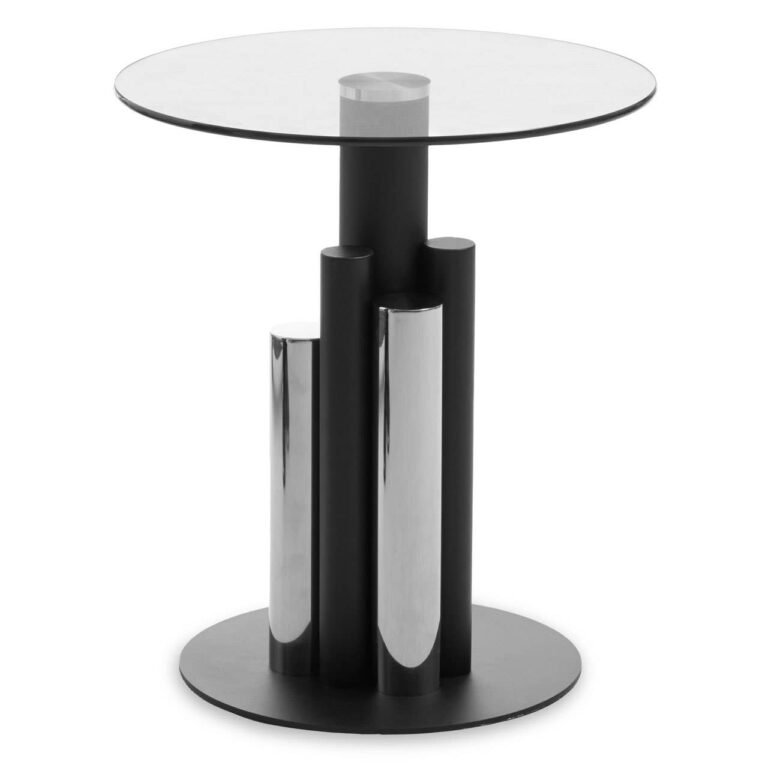 Lynwood Glass Silver And Black Base Side Table