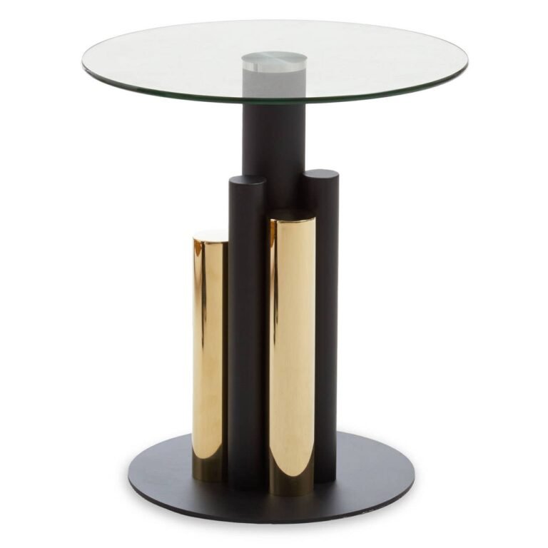 Lynwood Glass Gold And Black Base Side Table
