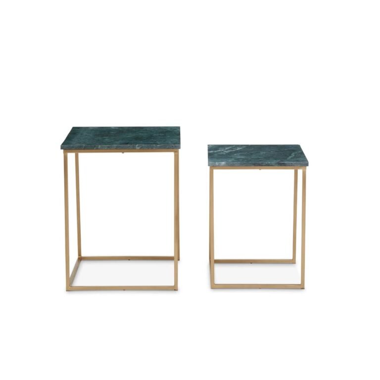 Cranleigh Nest Of 2 Green Marble Side Tables