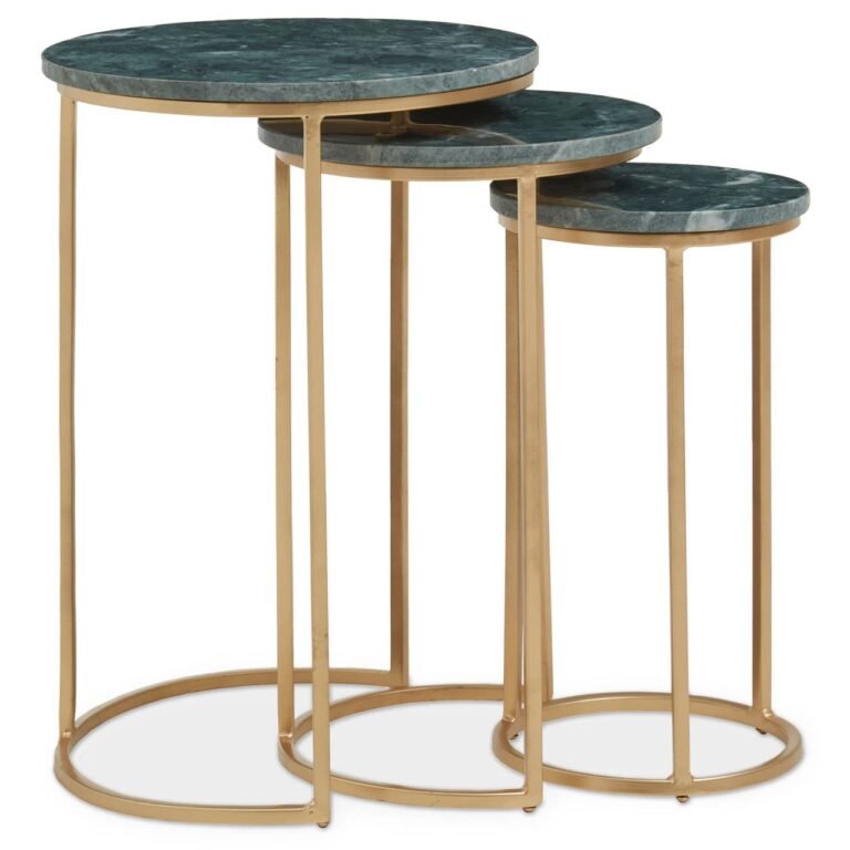 Cranleigh Nest Of 3 Green Marble Tables