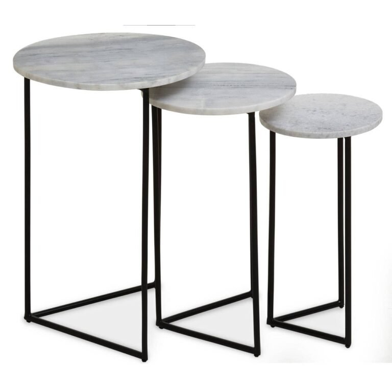 Cranleigh Nest Of 3 White Marble Side Tables