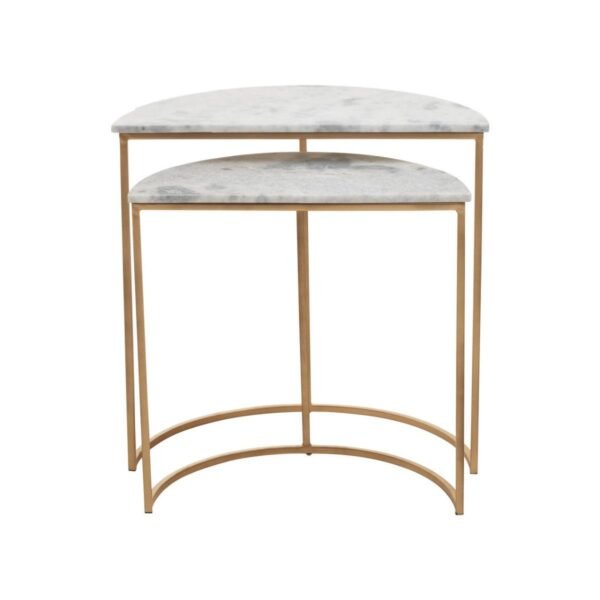 Cranleigh Nest Of 2 White Marble Side Tables - Image 3