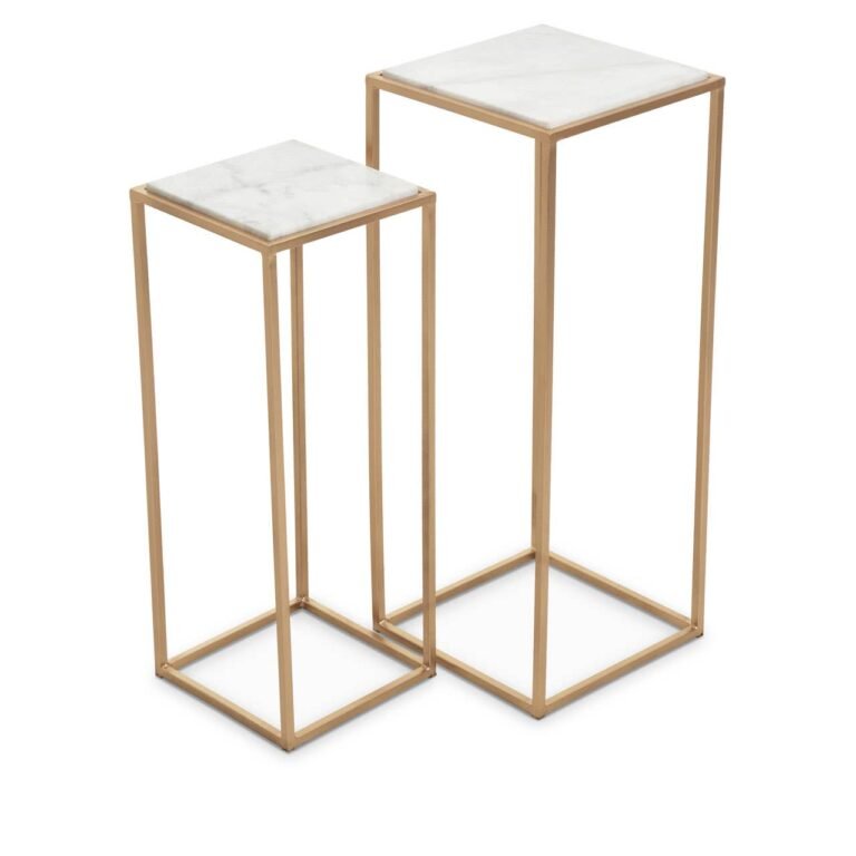 Cranleigh Nest Of 2 White Marble Side Tables