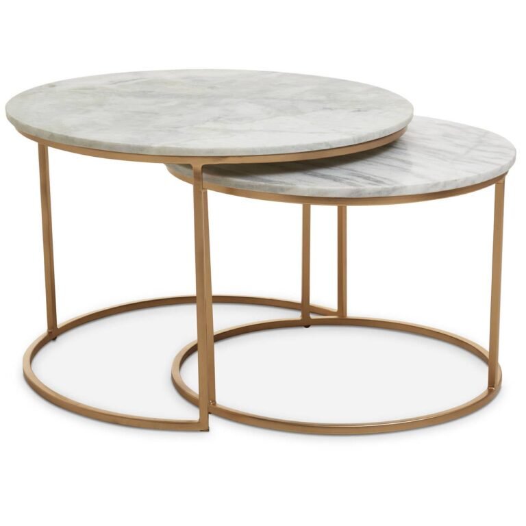 Cranleigh Nest Of 2 White Marble Coffee Tables