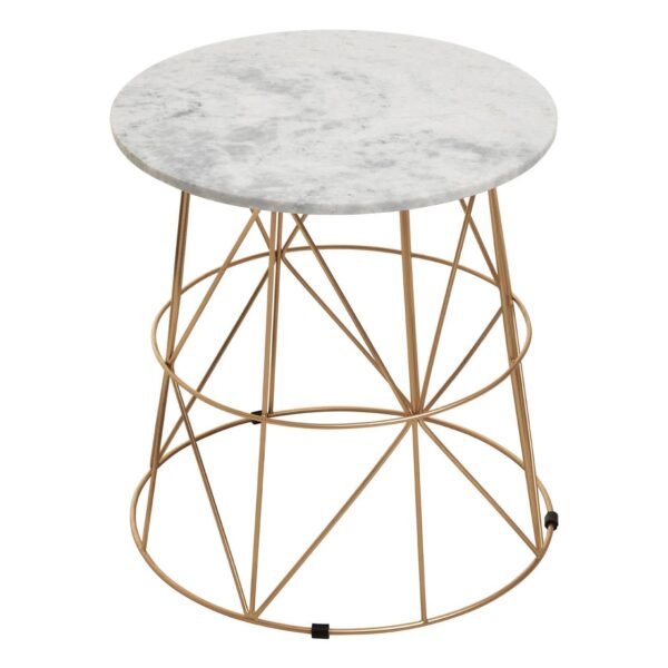 Cranleigh White Marble Round Side Table - Image 3