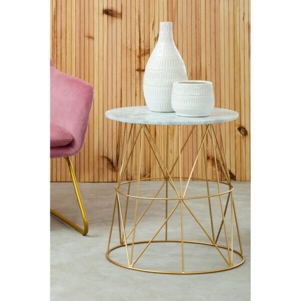 Cranleigh White Marble Round Side Table - Image 5