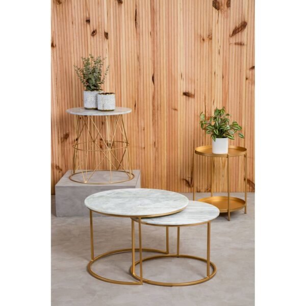 Cranleigh White Marble Round Side Table - Image 6