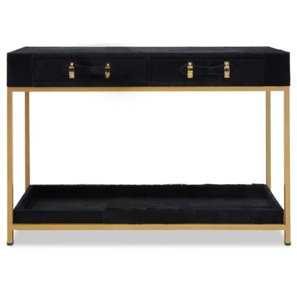 Regents Townhouse Hair On Hide Black And Gold Console Table