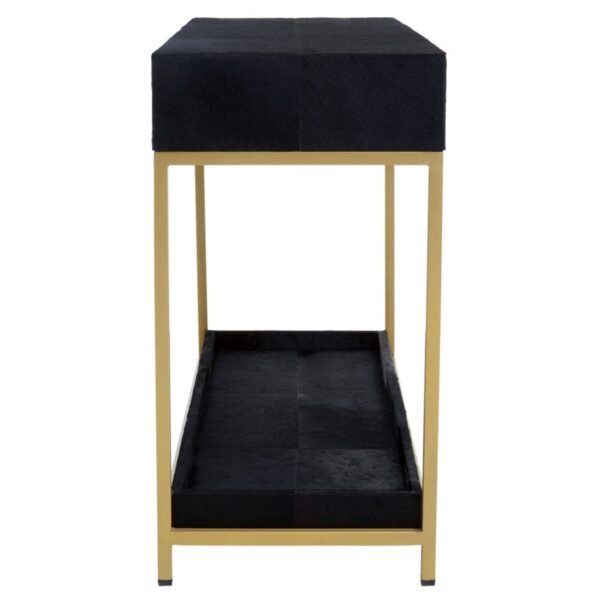 Regents Townhouse Hair On Hide Black And Gold Console Table - Image 4