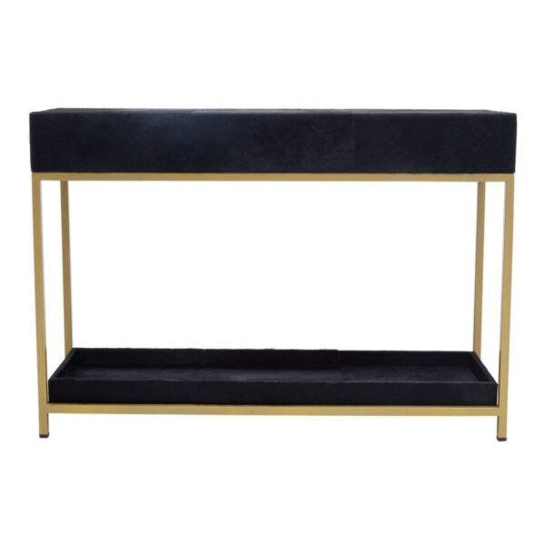 Regents Townhouse Hair On Hide Black And Gold Console Table - Image 5