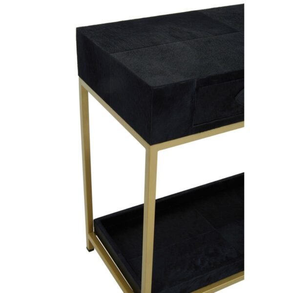 Regents Townhouse Hair On Hide Black And Gold Console Table - Image 7