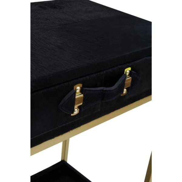 Regents Townhouse Hair On Hide Black And Gold Console Table - Image 8