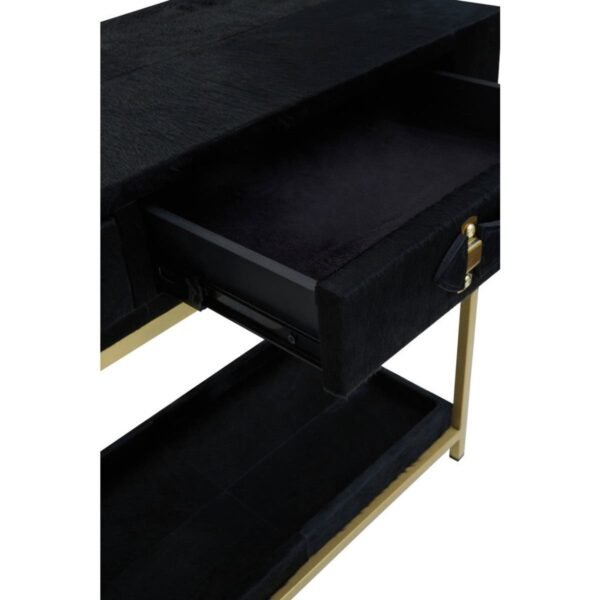 Regents Townhouse Hair On Hide Black And Gold Console Table - Image 9