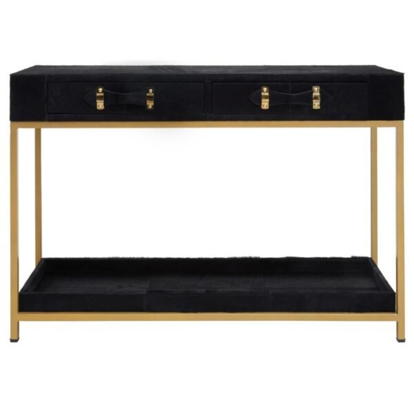 Regents Townhouse Hair On Hide Black And Gold Console Table - Image 11