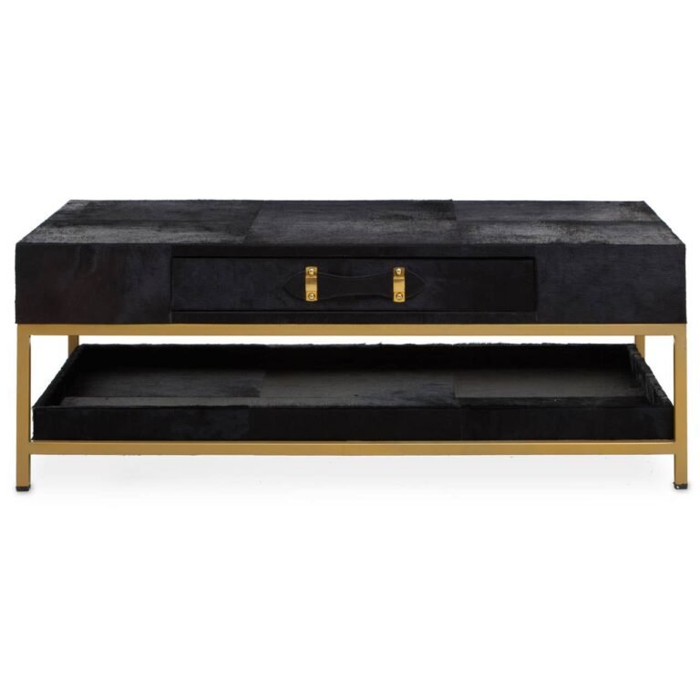 Regents Townhouse Hair On Hide Black And Gold Coffee Table
