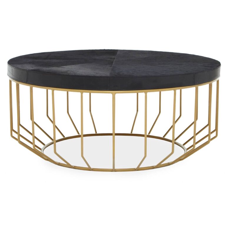Regents Townhouse Hair On Hide Black And Gold Round Coffee Table