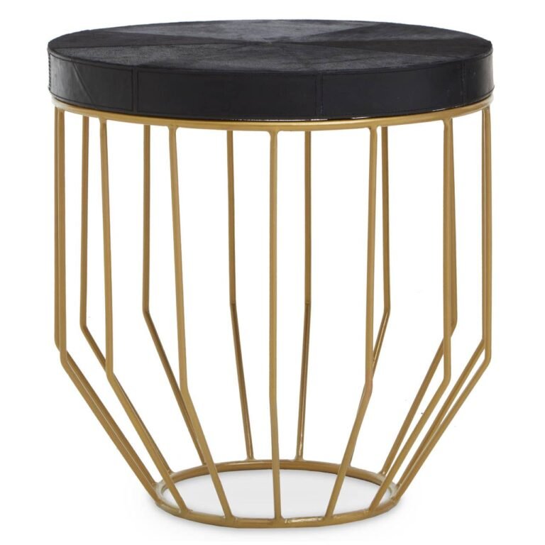 Regents Townhouse Hair On Hide Black And Gold Round Side Table