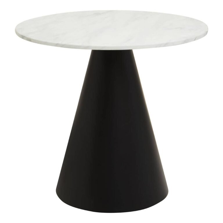 Hamil Round White Marble Top Dining Table