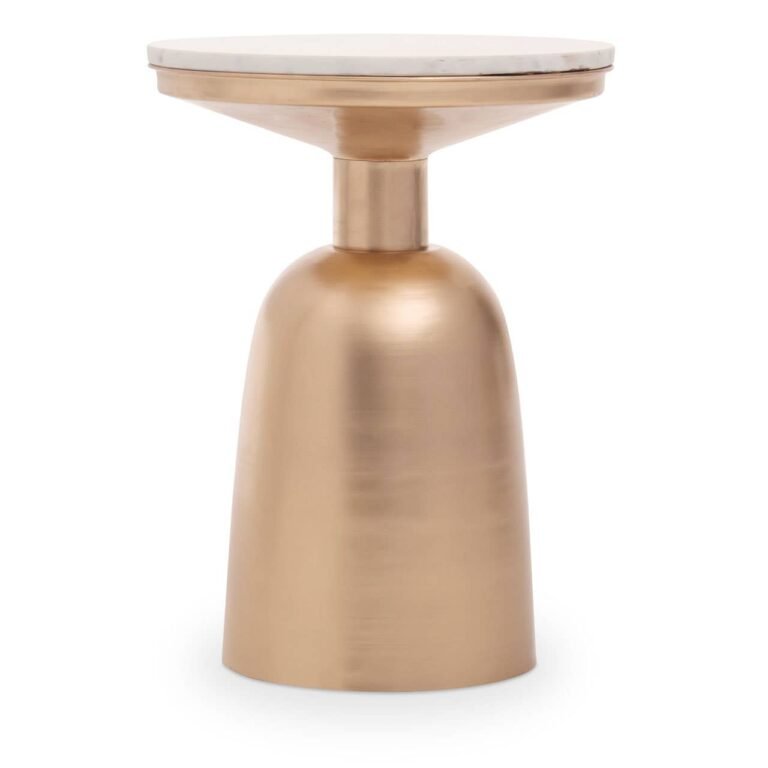Mira White Marble Top Gold Base Side Table