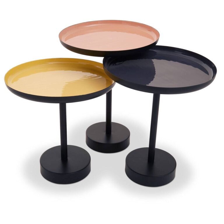 Mira Set Of Three Gold And Black Tray Tables