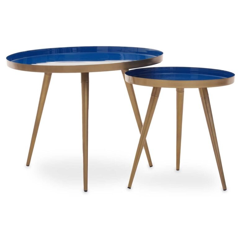 Mira Blue Enamel Nest Of Two Tables