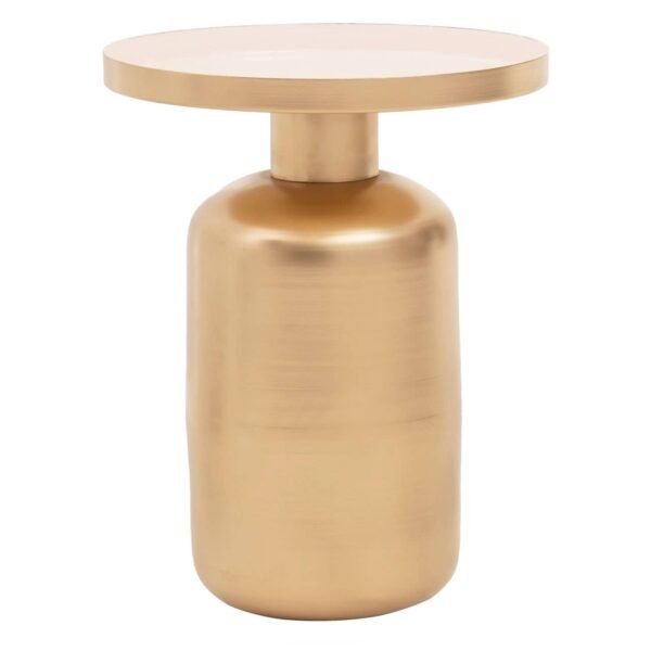 Mira Off White Enamel Top Matte Gold Base Side Table - Image 5