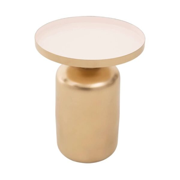 Mira Off White Enamel Top Matte Gold Base Side Table - Image 6