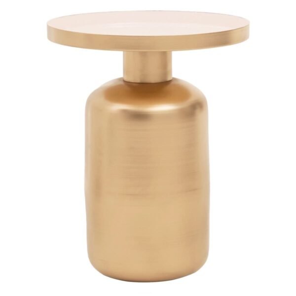 Mira Off White Enamel Top Matte Gold Base Side Table