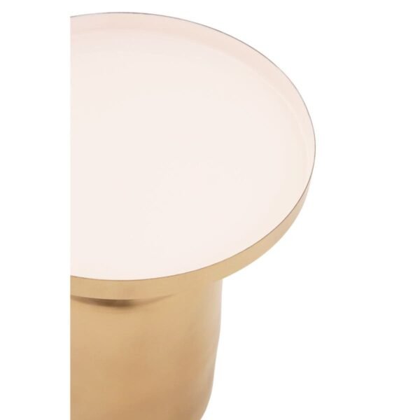 Mira Off White Enamel Top Matte Gold Base Side Table - Image 3