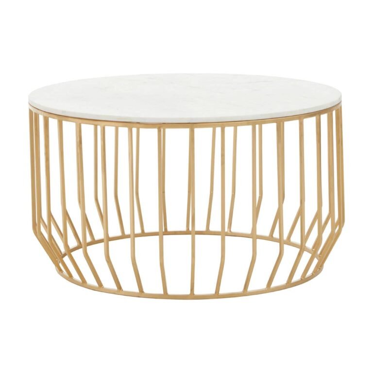 Aliet White Marble Coffee Table With Gold Base