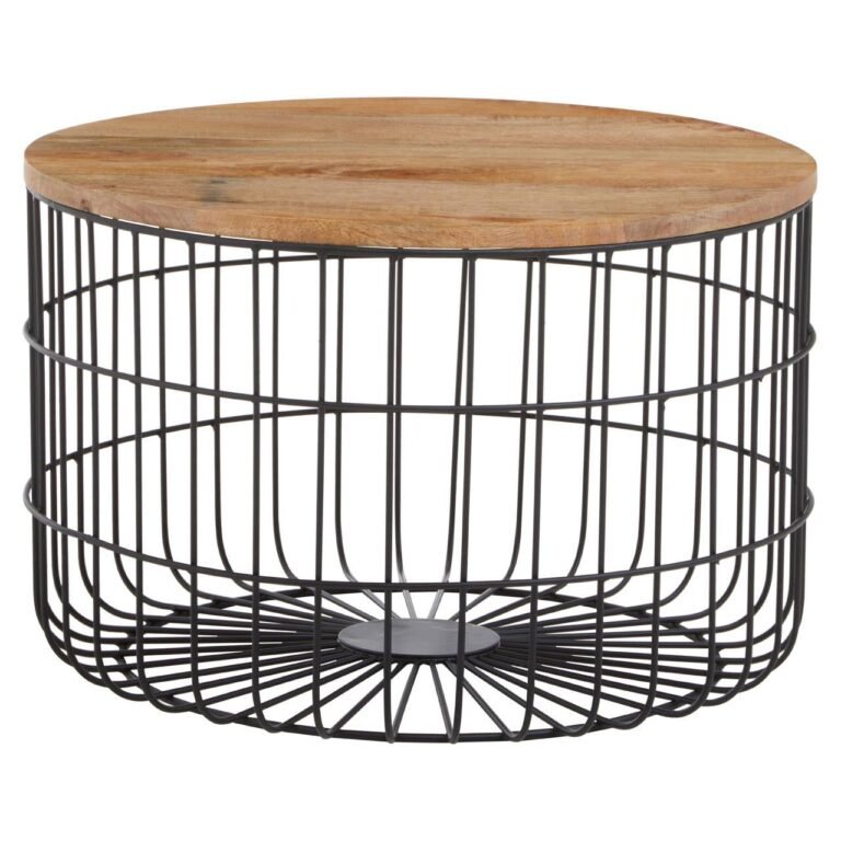 Aliet Wooden Side Table With Black Base