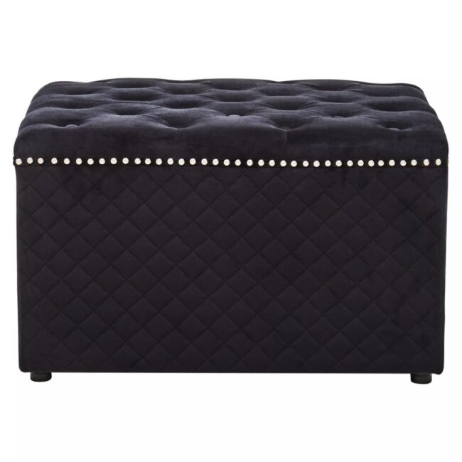 Mediere Square Black Velvet Ottoman