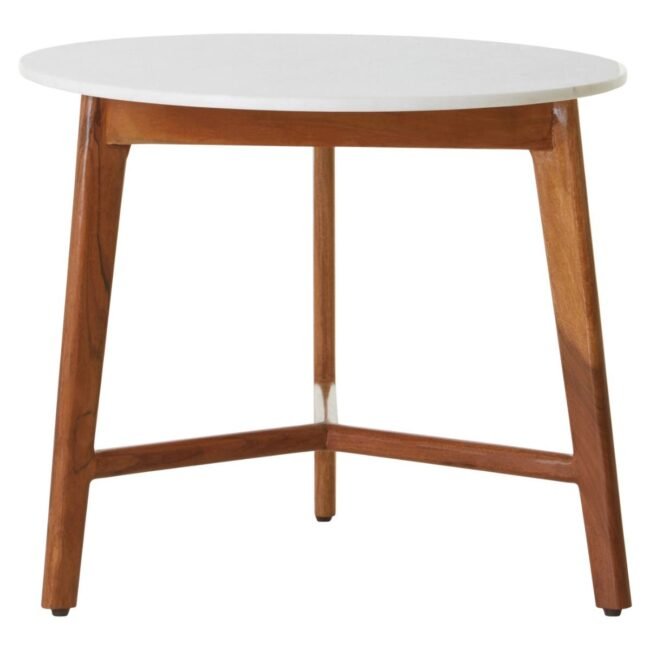 Lisbury White Marble Round Side Table